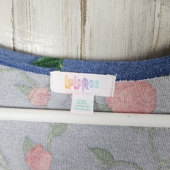 LuLaRoe Caroline Cardigan Sweater Blue Red Size 2XL - Picture 3 of 10